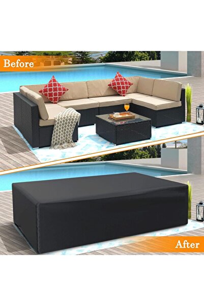 Generic غطاء أثاث حديقة الفناء الخارجي باللون الأسود (242*162*100 سم)