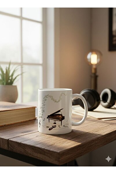 ALPŞAN TİCARET Piyano Temalı Porselen Kupa