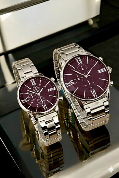 Louis Genessio Infinity Silver/Burgundy Women&Men Lover/Couple Wrist Watch
