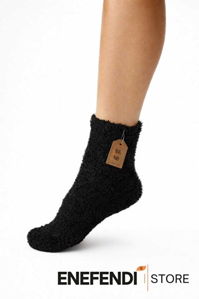 NF ND ENEFENDİ جوارب حرارية شتوية فروي بدون خياطة من القطيفة، جوارب سوداء مري...