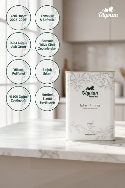 Olyvian Premium Edremit & Trilya Cinsi Zeytinler 3 L Soğuk Sıkım Doğal Natüre...