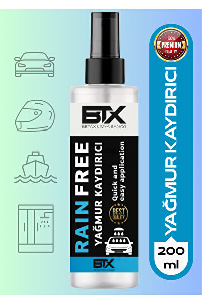 Betax Yağmur Kaydırıcı Rain Free Sprey 200ml (ARAÇ AYNA KASK CAMI SU İTİCİ)