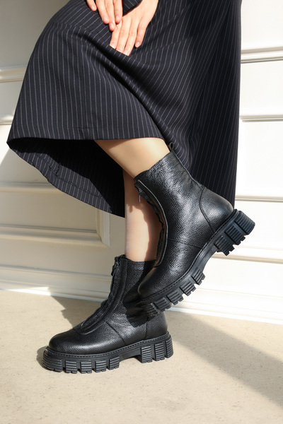 FAST STEP Klasické dámské boty z pravé kůže a kožešiny 710Kza6006