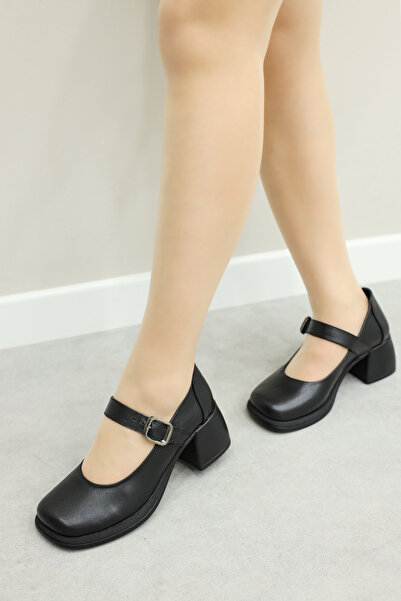 FAST STEP Γυναικεία παπούτσια με χοντρό τακούνι από γνήσιο δέρμα 217ZA880-03