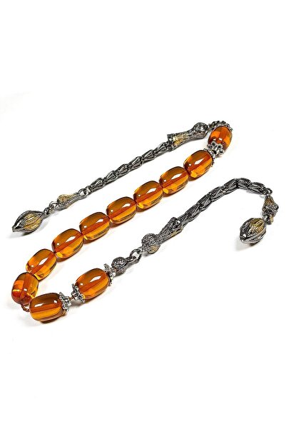 TESBİHKENTİ Oxidized Special Tassel Honey Color Dice Amber Zaza