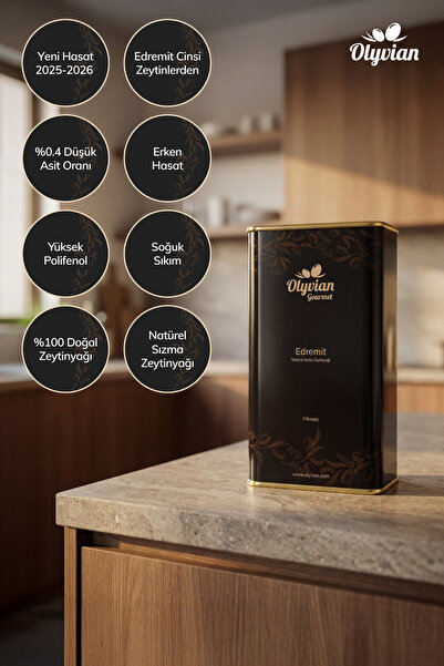 Olyvian Gourmet Edremit Cinsi Zeytinler 5 L Erken Hasat Soğuk Sıkım Doğal Nat...