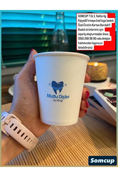 som Cup 7 Oz (50X20 1.000 ADET) Logo Baskı Firmaya&kişiye Özel 1. Kalite Logo Baskılı Karton Bardak