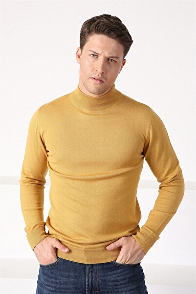 Ferraro سترة قطنية صفراء للرجال بياقة نصفية