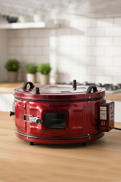 Lider Davul Fırın Yuvarlak Fırın Tek Tepsili Bordo LDF-3000