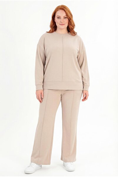 Ebsumu طقم بدلة رياضية نسائية مقاس كبير من قماش Sho Premium بأرجل إسبانية وأح...