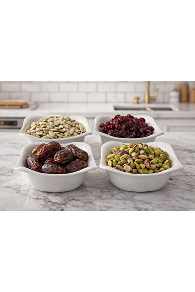 ultraform 4'lü Sert Porselen Caprice Kare Kase Çerezlik 10x10cm Meze Sunum Ho...