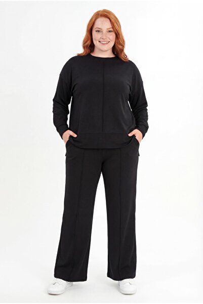 Ebsumu Γυναικείο σετ φόρμας μεγάλου μεγέθους Premium Sho Fabric Flare Leg Κομ...