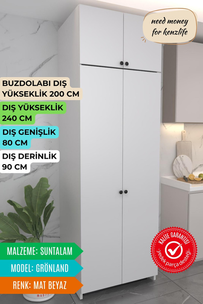 Kenzlife buzdolabı derin dondurucu dolabı modülü grönland beyaz 240*080*90 ka...