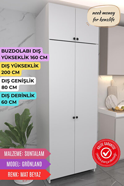 Kenzlife buzdolabı derin dondurucu dolabı modülü grönland beyaz 200*080*60 ka...