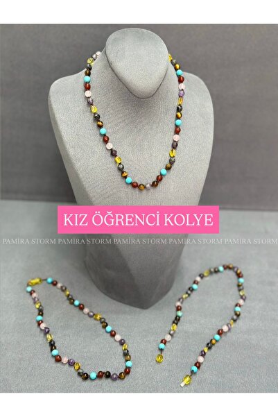 PS PAMİRA STORM DOĞALTAŞ ÖĞRENCİ BAŞARI ODAKLANMA KOLYESİ - KAPLANGÖZÜ- LAPİS...