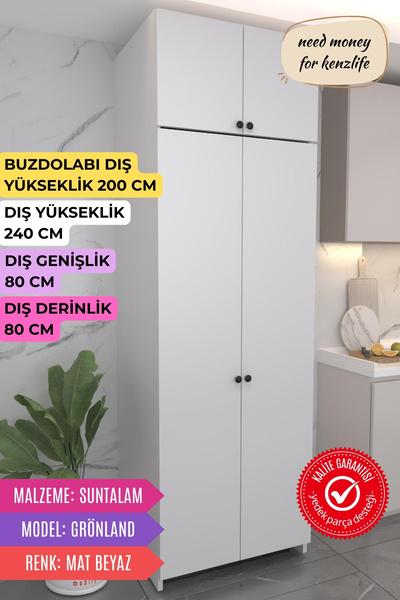Kenzlife buzdolabı derin dondurucu dolabı modülü grönland beyaz 240*080*80 ka...