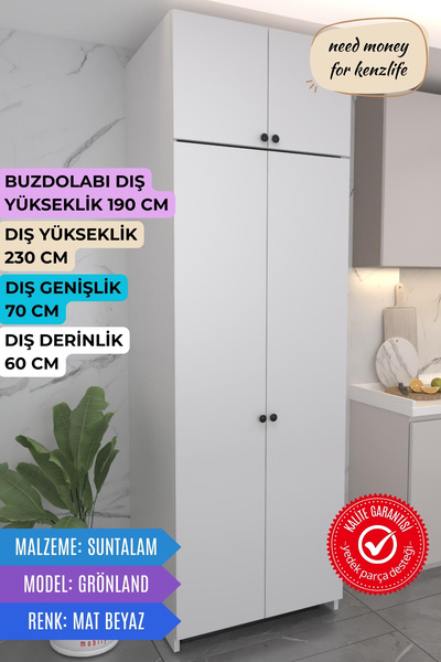 Kenzlife buzdolabı derin dondurucu dolabı modülü grönland beyaz 230*070*60 ka...