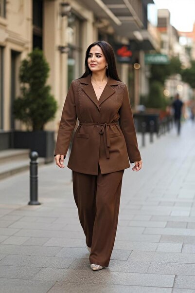 Bibedenstil KADIN TAŞLI BLAZER CEKETLİ TAKIM ELBİSE BÜYÜK BEDEN TAKIM TESETTÜ...