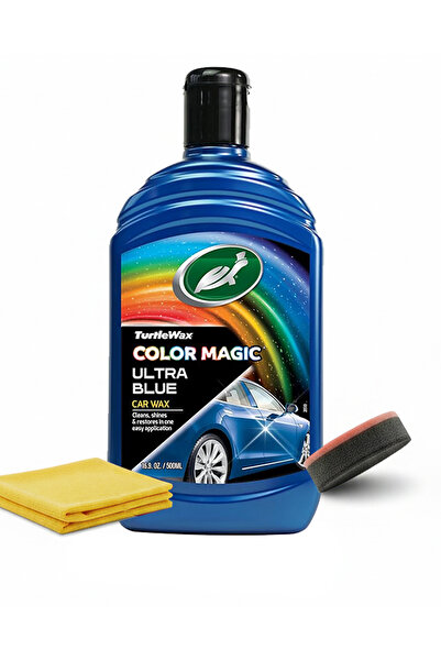 Turtle Wax Renkli Mavi Cila 500 Ml Boya Koruyucu Parlatıcı Cila Süngeri Ve Mikrofiber Bez