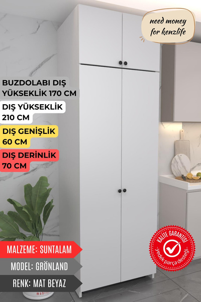 Kenzlife buzdolabı derin dondurucu dolabı modülü grönland beyaz 210*060*70 ka...