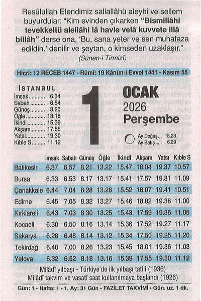 kitaptakipcileri 2026 Yılı Fazilet Takvimi 365 Yapraklı ARKA KARTONSUZDUR 1 2...