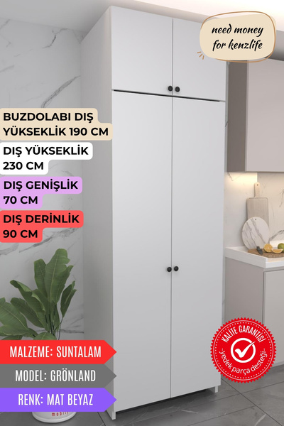 Kenzlife buzdolabı derin dondurucu dolabı modülü grönland beyaz 230*070*90 ka...