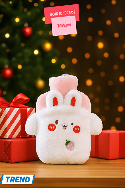 TOYFEST Tavşan Figürlü Yumuşak Peluş Eldivenli Sıcak Su Torbası