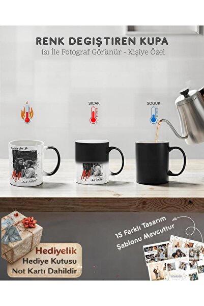 mealtn Sihirli Kupa Bardak Isı ile Renk Değiştiren – Kişiye Özel Fotoğraf Bas...