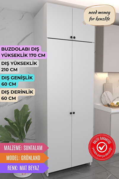 Kenzlife buzdolabı derin dondurucu dolabı modülü grönland beyaz 210*060*60 ka...