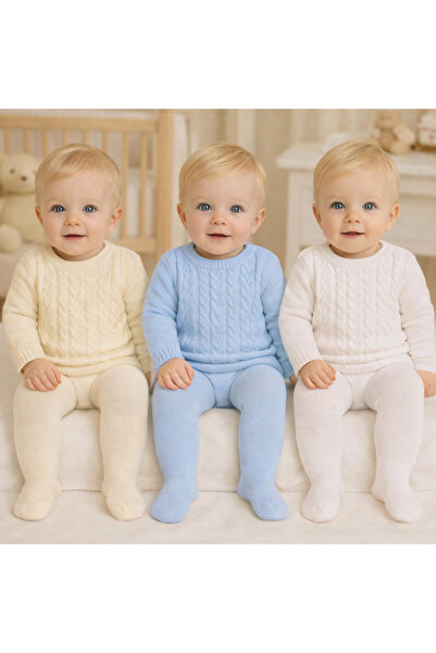 Pico Baby 3'lü Bebek & Çocuk Pamuklu Düz Renkli Külotlu Çorap