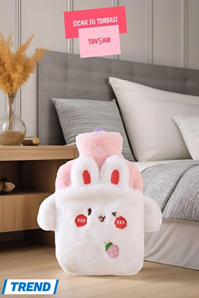 TOYFEST Tavşan Figürlü Yumuşak Peluş Eldivenli Sıcak Su Torbası
