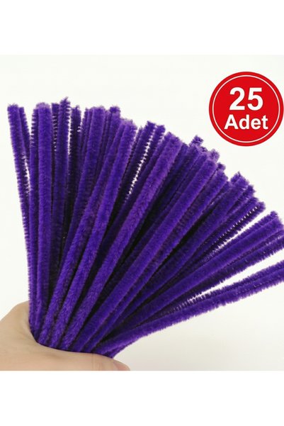 Kezban Tekstil MOR Renk Şönil 1.Cİ Kalite Tüylü dekoratif Tel 30 cm-25 adet