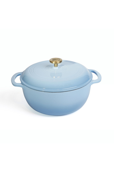 VAV GET 6QT Enameled Cast Iron Dutch Oven. Non-Stick, Oven & Stovetop Safe - Light Cornflower Blue