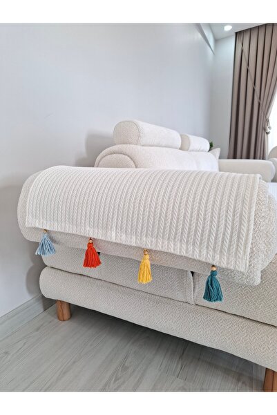 ARVA غطاء مقعد بحافة مقعد من القطن المزخرف لديكور المنزل، عبوة من قطعتين