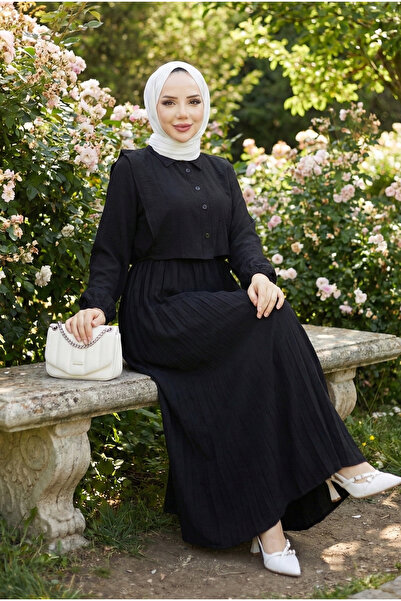 modamira Kadın siyah Gömlek Yaka rahat kalıp Düğmeli Belden Büzgülü çilek Kum...