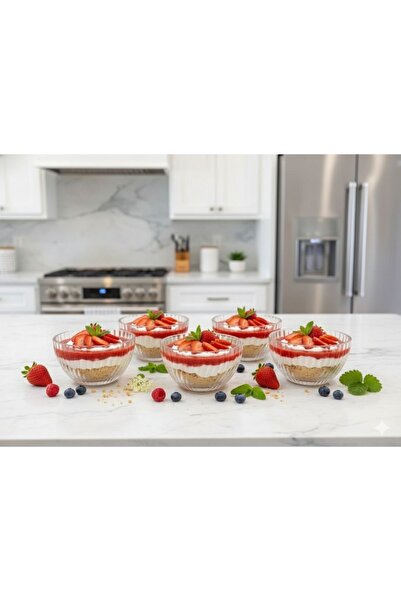 DİBA AVM 6 Pieces Glass Snack Bowl Presentation Bowl Breakfast Jam Magnolia B...