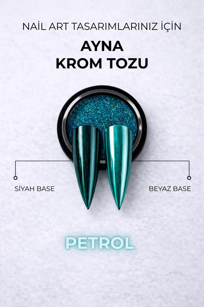 RNK BEAUTY Ayna Krom Tozu – Ultra Parlak Mirror Effect Nail Art Pigment Petro...