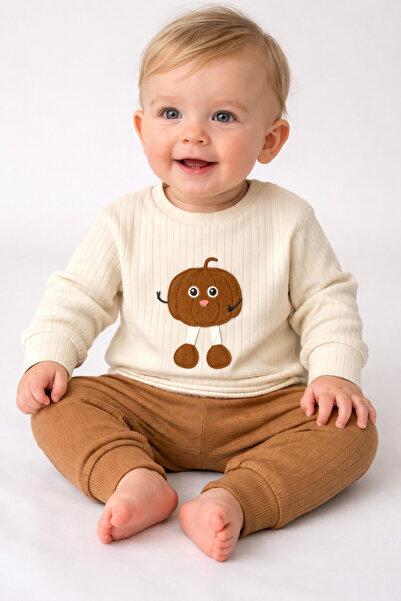 bebekyol Pumpkin Embroidered Baby Boy Suit