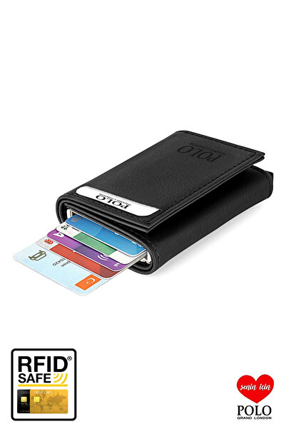 POLOGRAND London Original Unisex Automatic Mechanism Boxed Rfid Protected Anti-Theft Card Holder Wallet