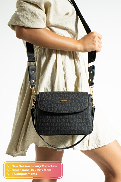 POLOGRAND London Original Just Polo Collection 4 Compartment Luxury Soft Leather Adjustable Cross Strap Shoulder Bag