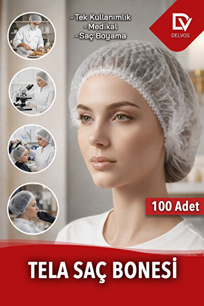 ARG Saç Bonesi Bone Beyaz Tek Kullanımlık 100 Lü Paket Medikal Bone