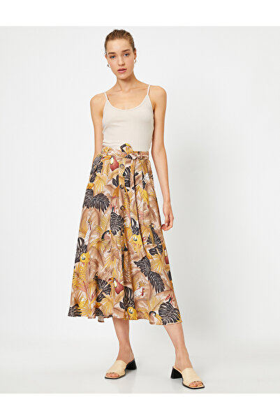 Koton Fustă midi detaliată cu nasturi cu model