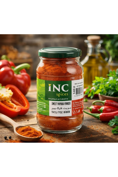 INC Spices Tatlı Toz Biber (Sweet Paprika Powder) 140 g – Doğal ve Aromatik