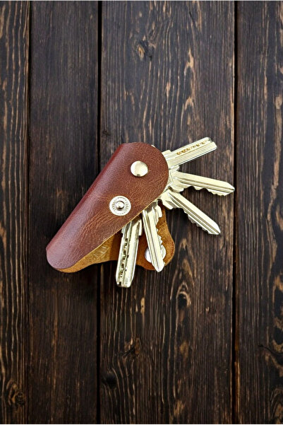 Rumi Deri Hakiki Deri Anahtarlık Organizeri 4-6 Anahtar Kapasiteli Erkek & Ka...