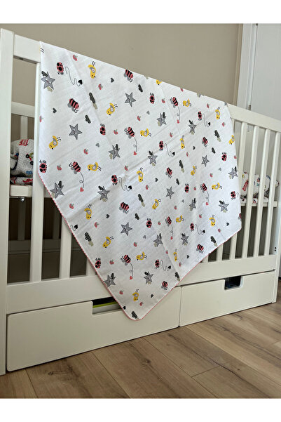 herbynia Minika Çok Amaçlı Müslin Örtü Uğur Böceği 80 x 90 Cm
