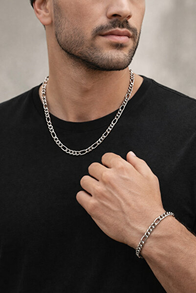 HERCY مجموعة سوار وقلادة سلسلة الحنين للرجال| قلادة رجالية| سوار رجالي| مجموع...