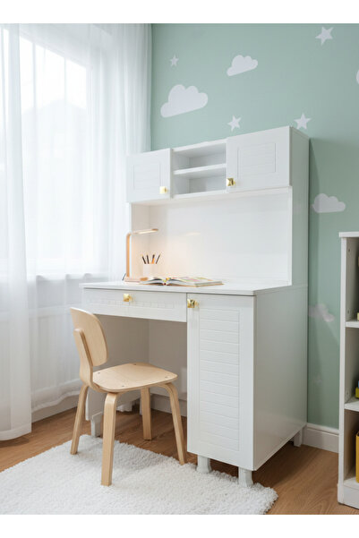 Ferza Membran Kapak MDF Gövde Beyaz Çalışma Masası