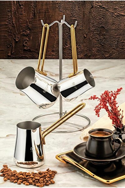 ÖZLİFE Gala Coffee Pot Set Plain Gold