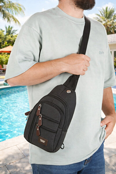 Newish Polo Geantă pentru corp cu ieșire USB, pentru piept și rucsac, din pân...