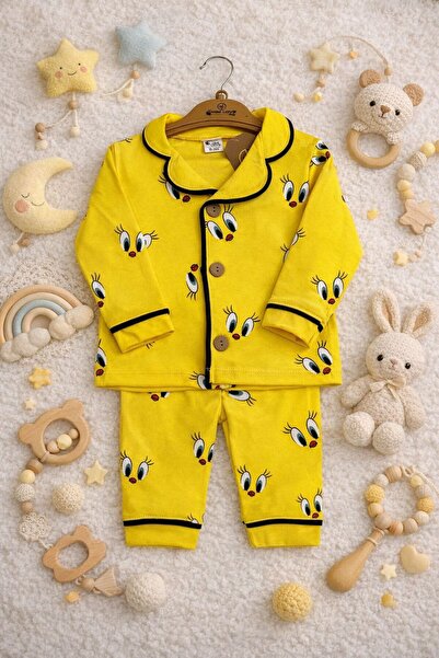 minilove %100 Pamuk Uzun Kollu Düğmeli Mevsimlik Kız Erkek Unisex Tweety Bebe...